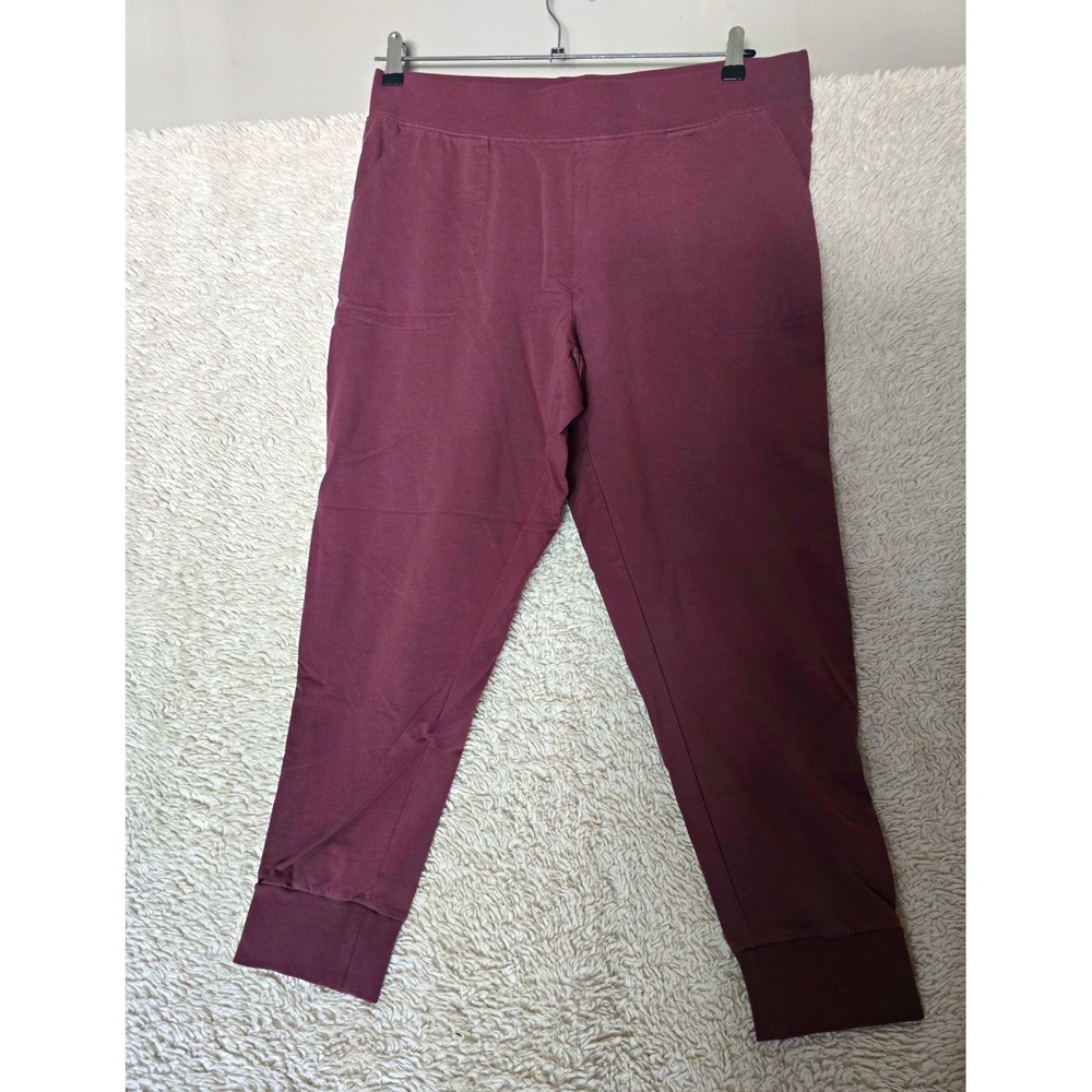 Denim & Co. Active Women's Mid-Rise Ankle Leggings Solid Purple Elastic L